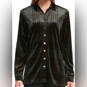 John Mark Black and Gray Plaid Button Front Tunic Shirt, NWTs, Lg